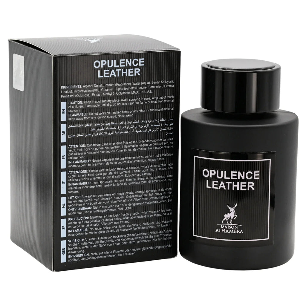 Opulence Leather by Maison Alhambra Cologne Men EDP 3.4 oz