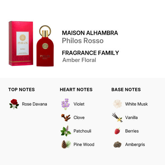 Maison Alhambra Philos Rosso Eau De Parfum Spray for Men 3.4 oz