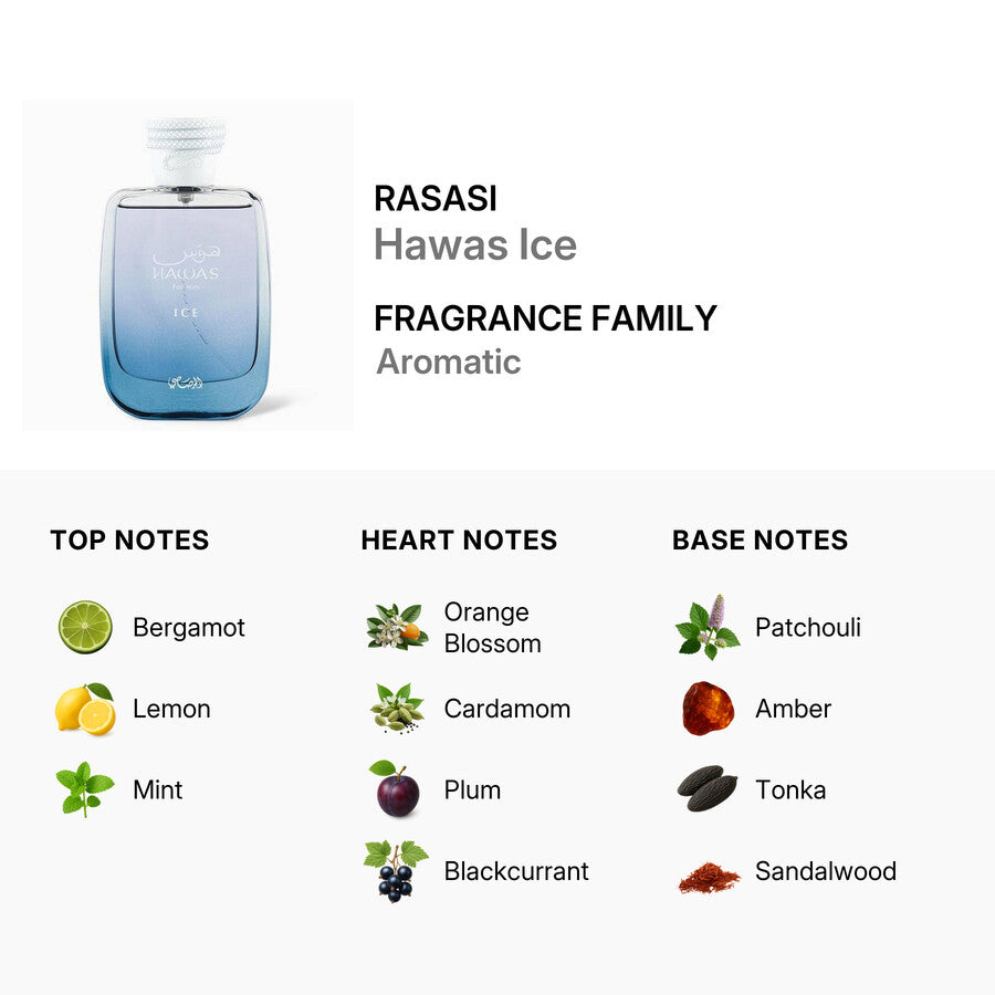 Rasasi Hawas Ice for Men Eau De Parfum Spray 3.38 oz