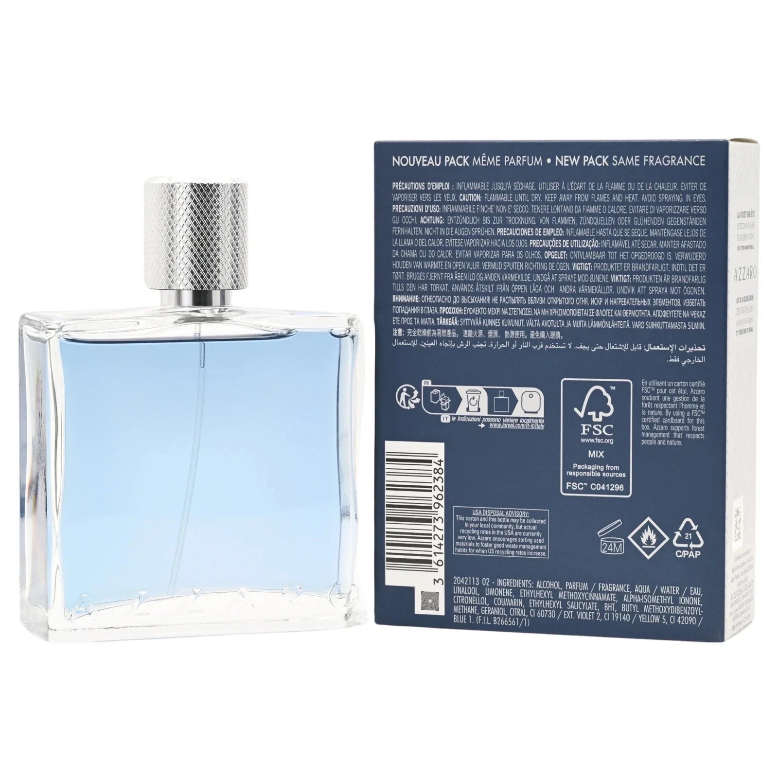 Azzaro Chrome United Eau De Toilette Spray for Men 3.4 oz