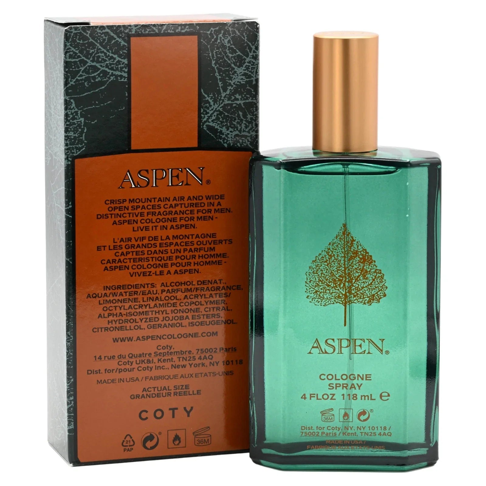 ASPEN for Men by Coty Cologne Spray for Men 4.0 oz