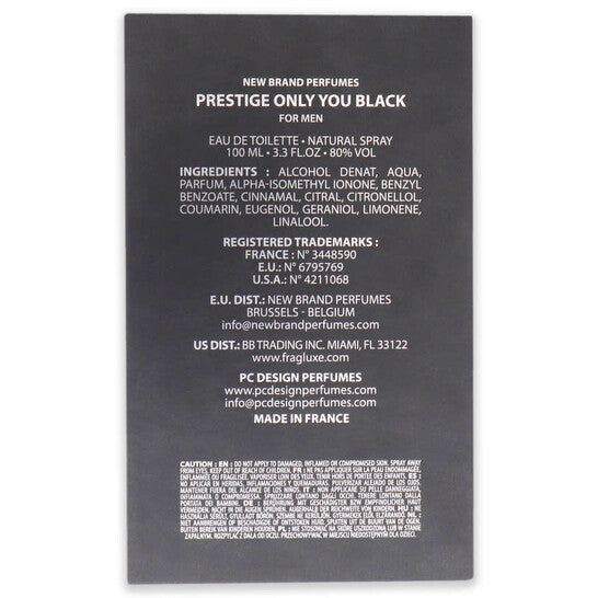 New Brand Only You Black for Men 3.3 oz EDT Spray