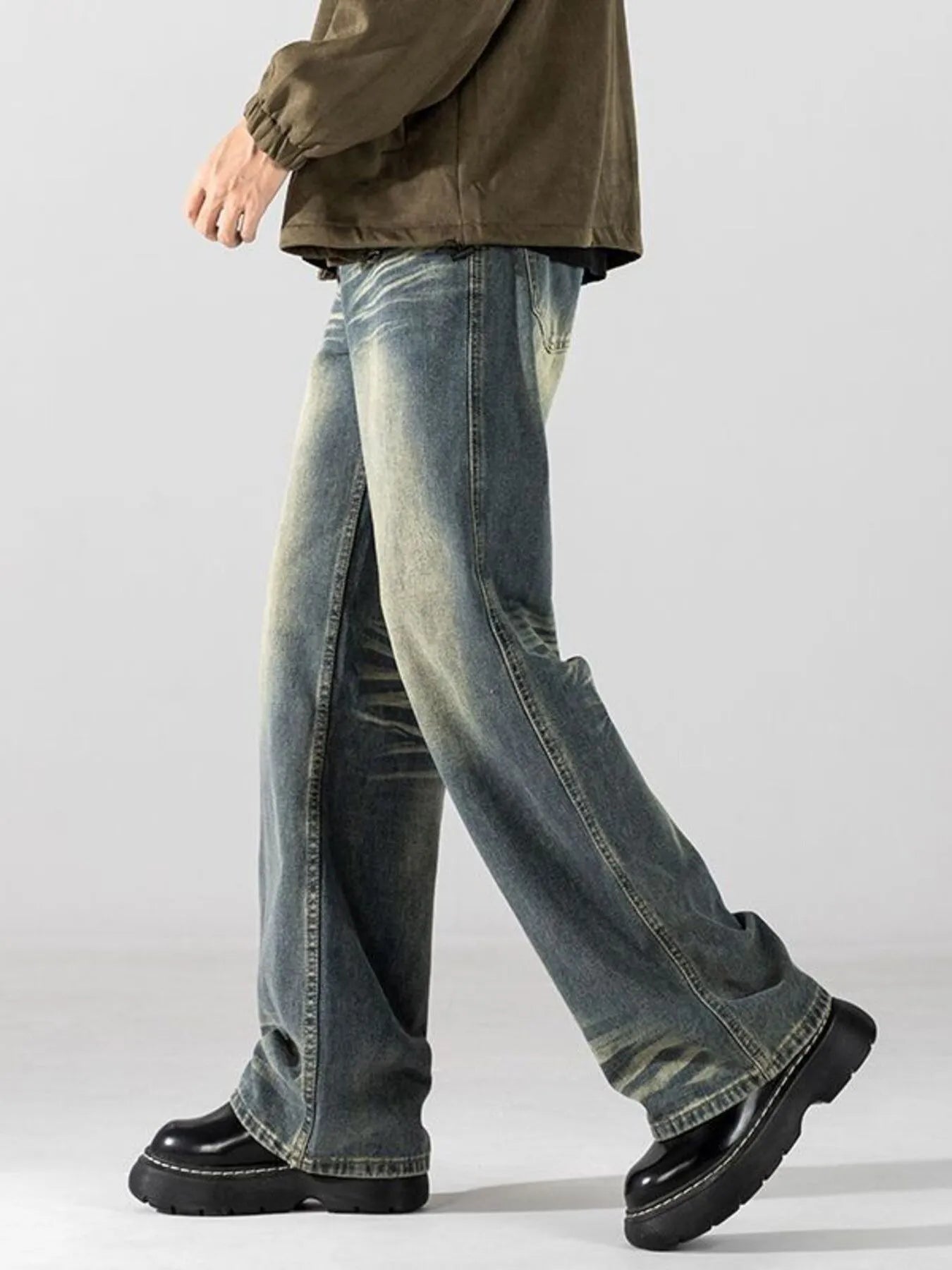 Men's Full Size Wide Leg Washed Jeans Plus Size