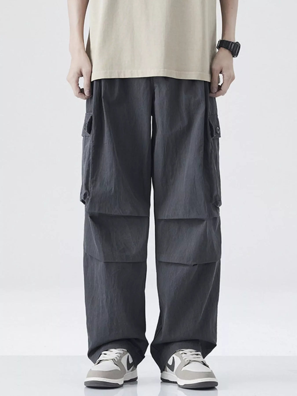 Men's Drawstring Wide Leg Cargo Pants