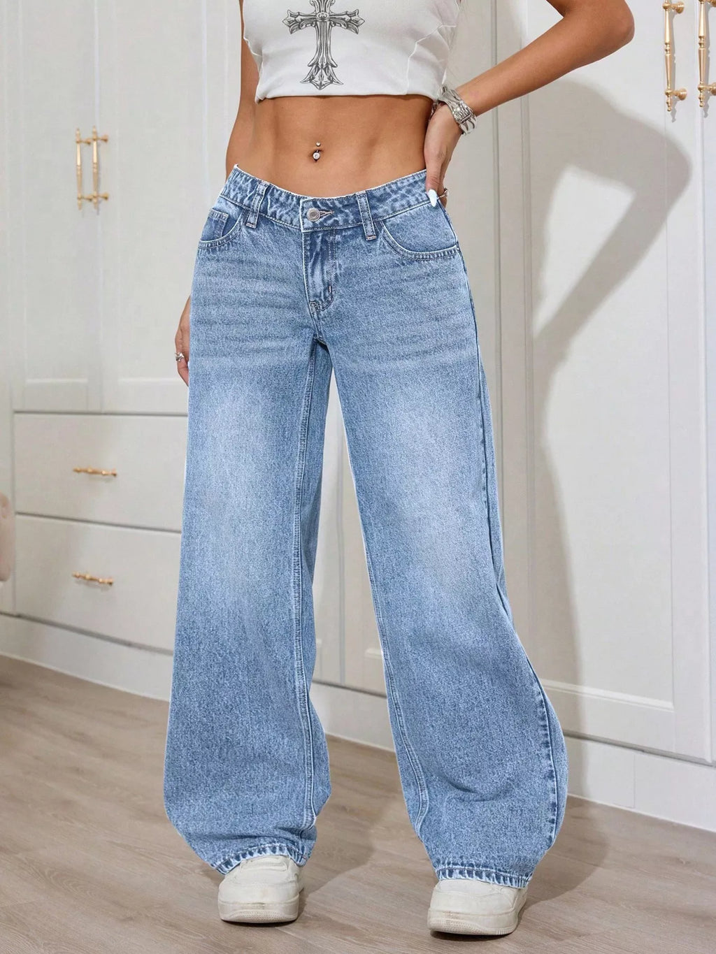 Washed Wide Leg Jeans