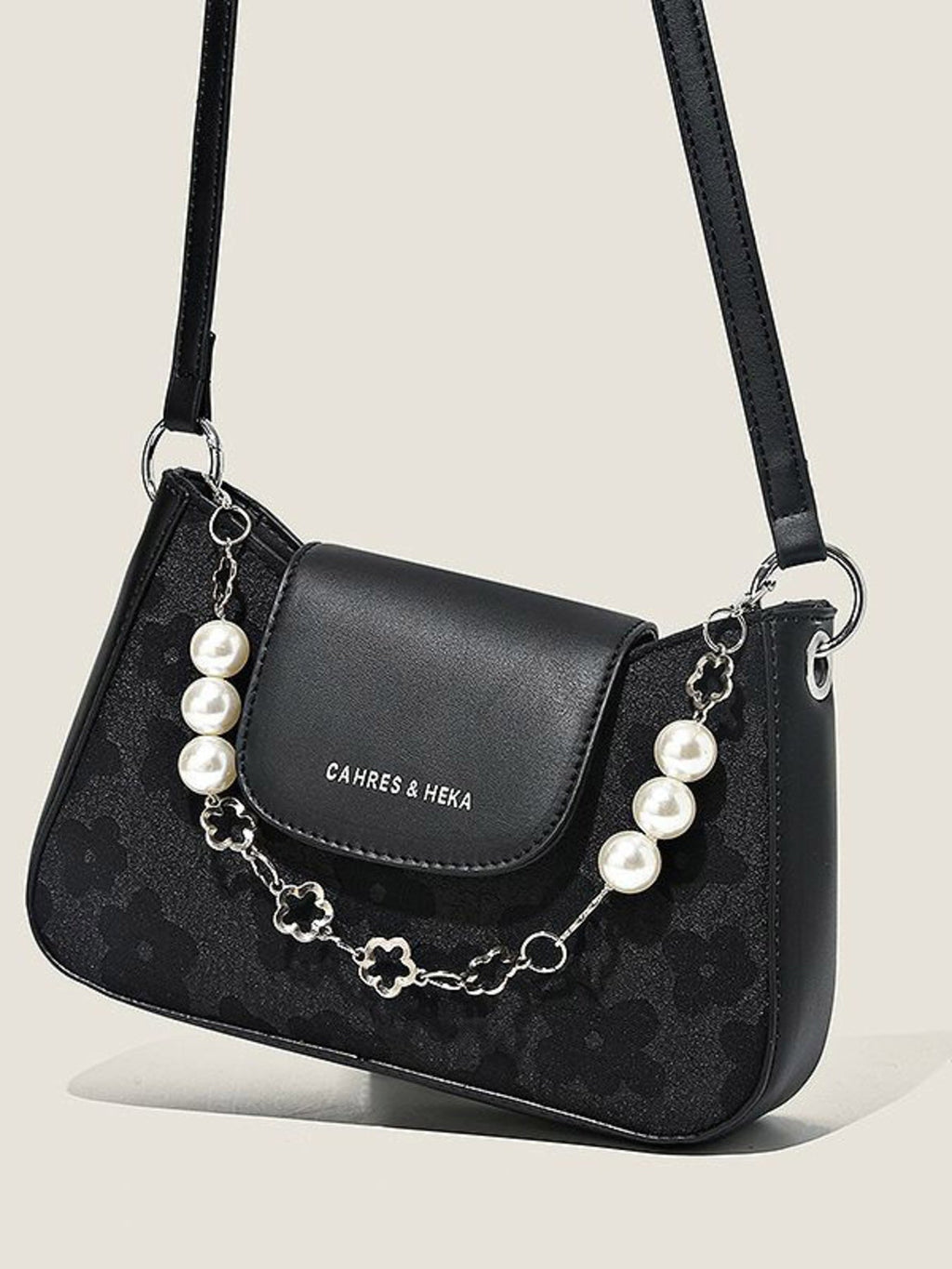 Pearl Chain Decor Shoulder Bag
