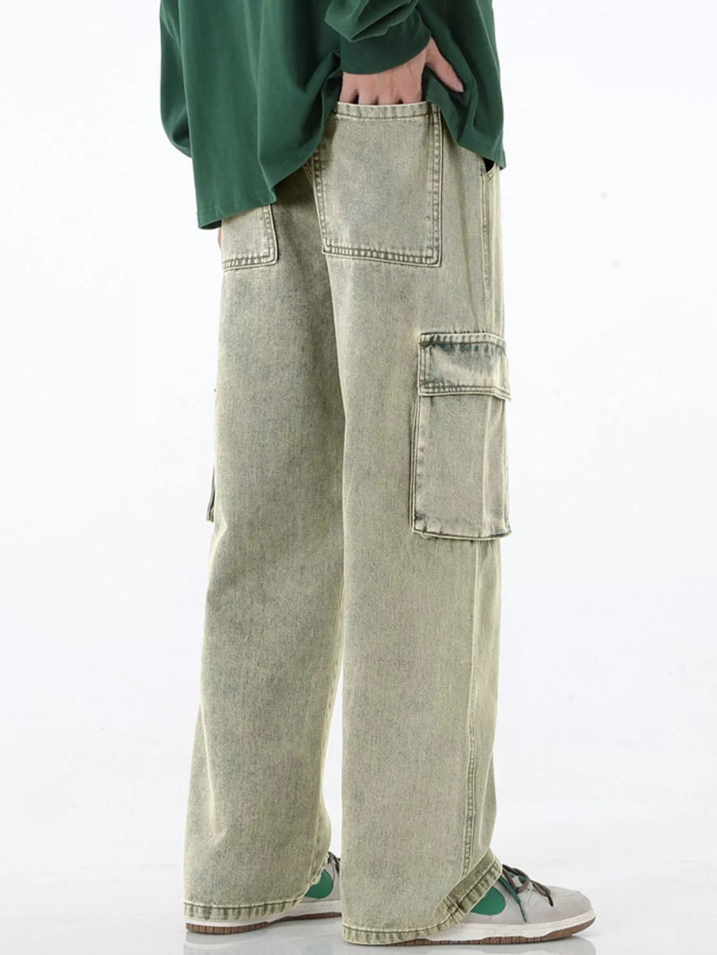 Men's Full Size Wide Leg Cargo Jeans Plus Size
