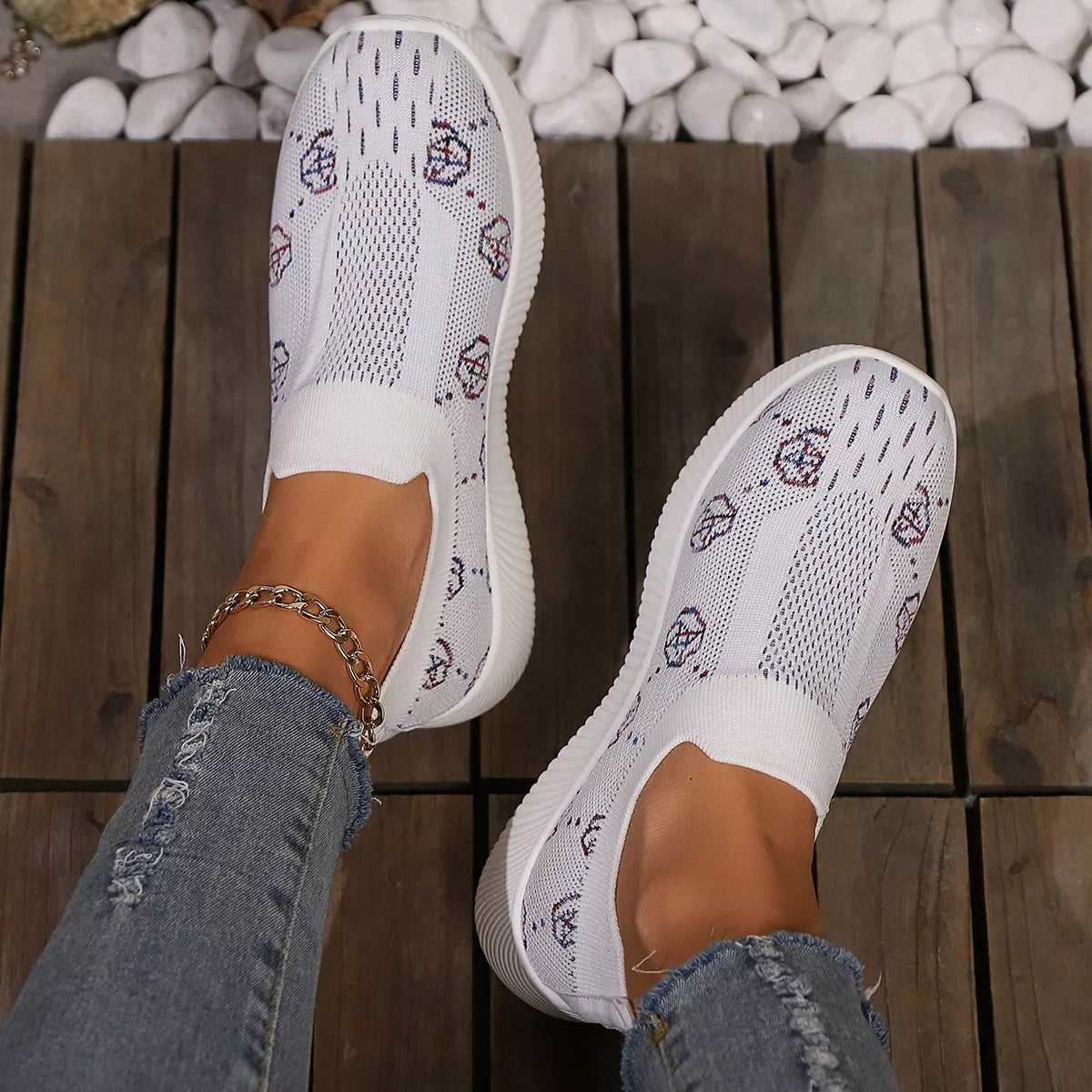 Mesh Round Toe Slip-Ons