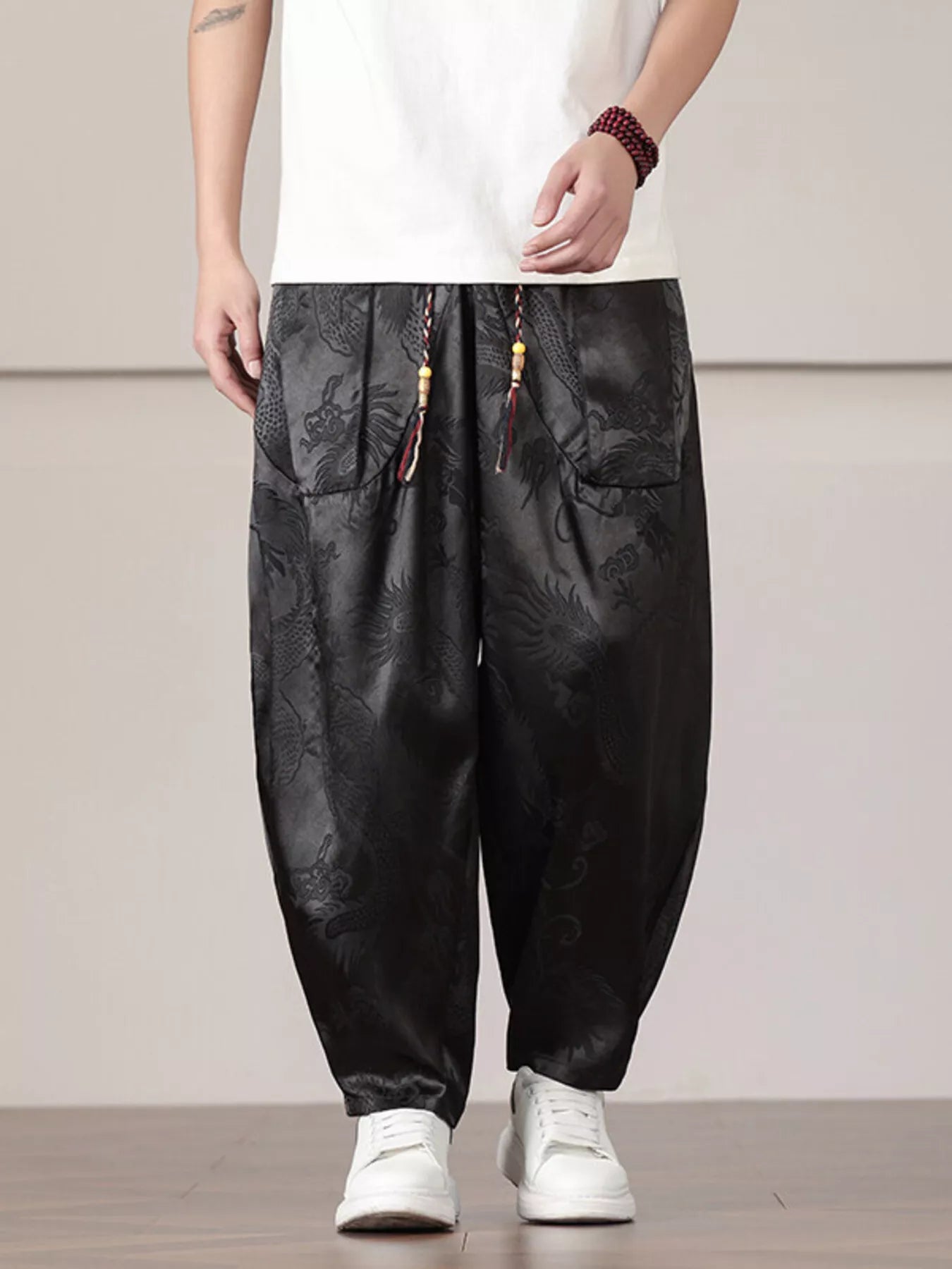 Men's Plus Size Dragon Pattern Harem Pants