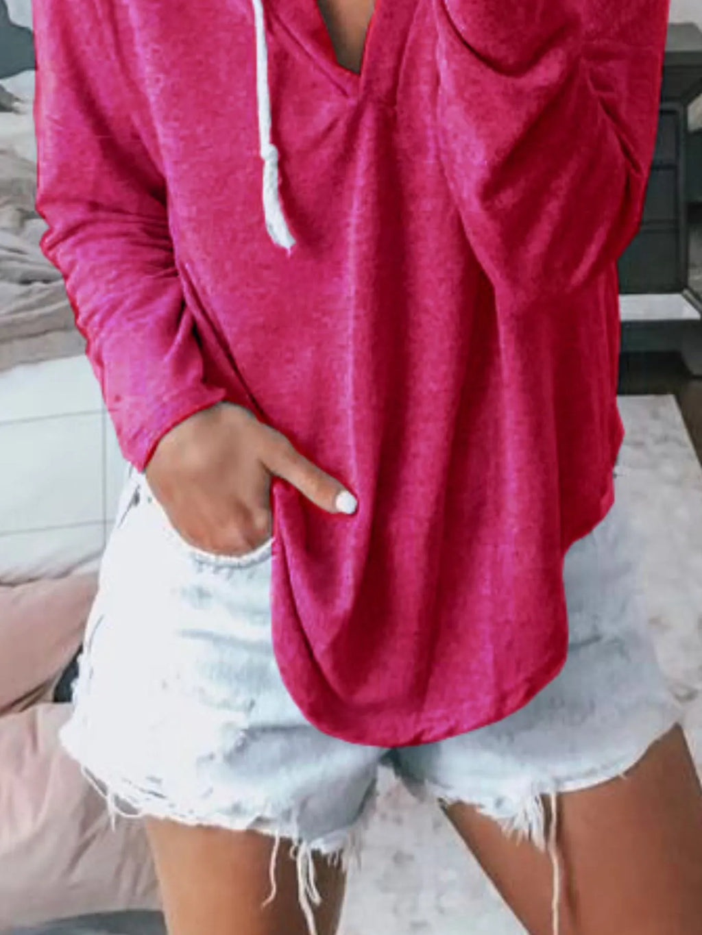 Full Size Drawstring Long Sleeve Hoodie Plus Size