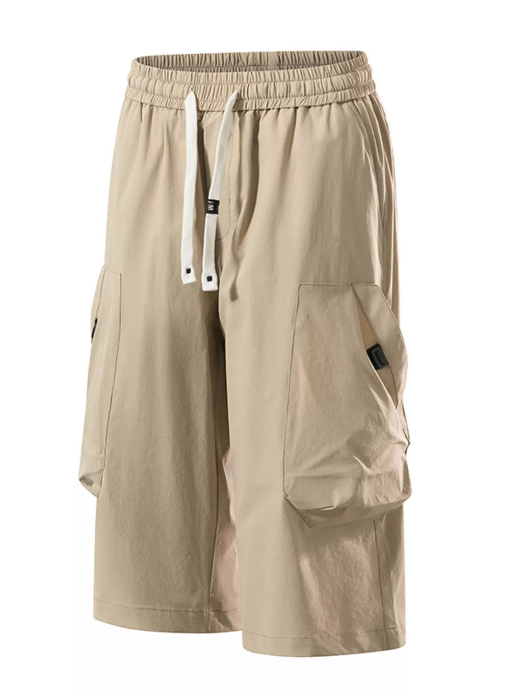 Men's Plus Size Casual Cargo Capris with Drawstring Waist