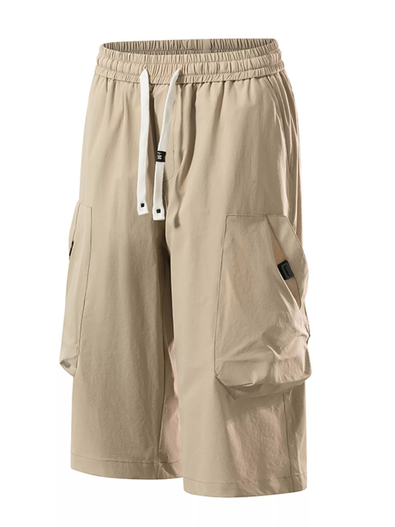 Men's Plus Size Casual Cargo Capris with Drawstring Waist