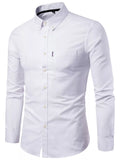 Men's Plus Size Slim Fit Long Sleeve Button-Down Shirt