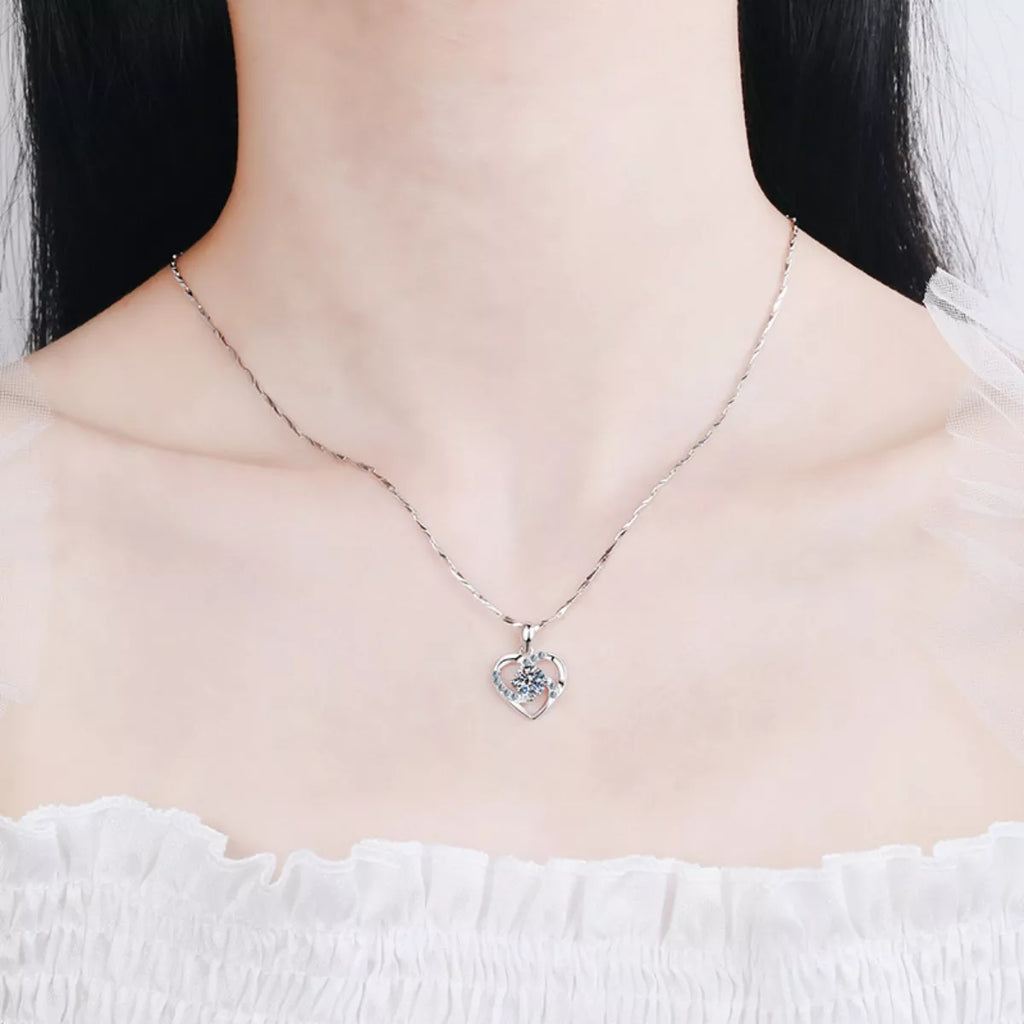 925 Sterling Silver Zircon Heart Necklace