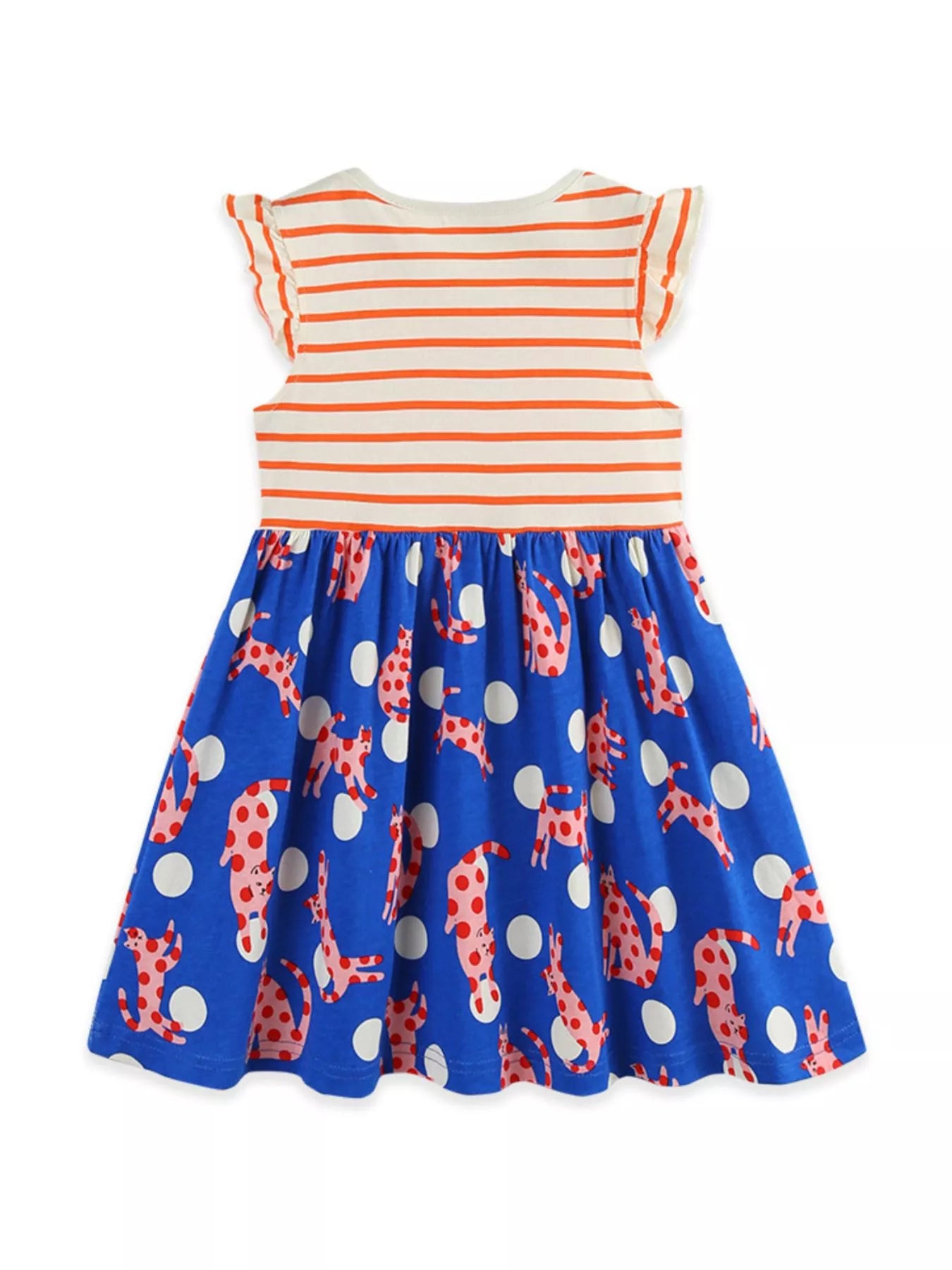 Children's Striped Animal Print Ruffled Dress