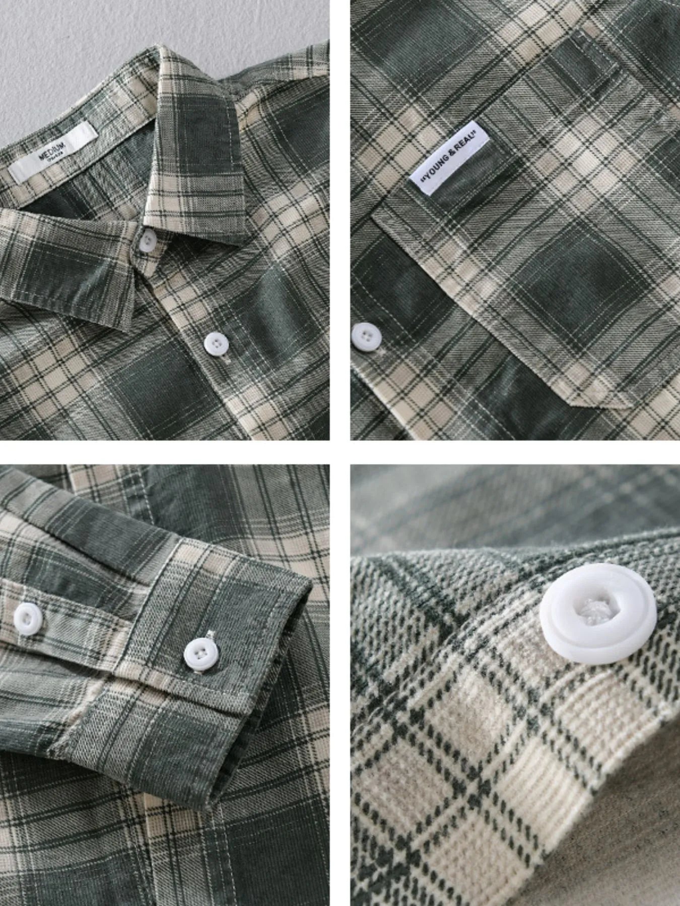 Men's Plus Size Plaid Button Up Long Sleeve Shirt
