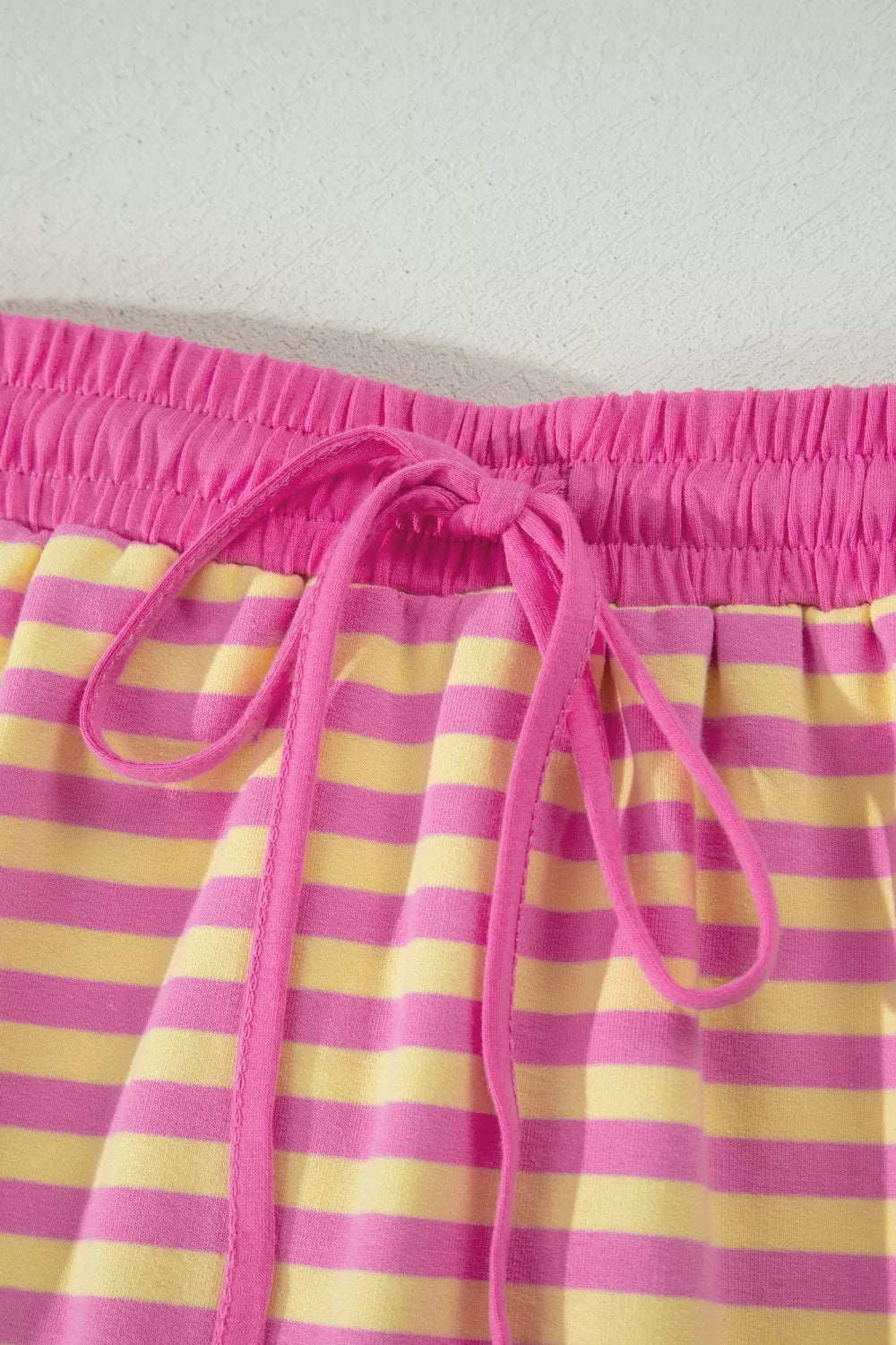 Striped Round Neck Tee and Shorts Casual Set
