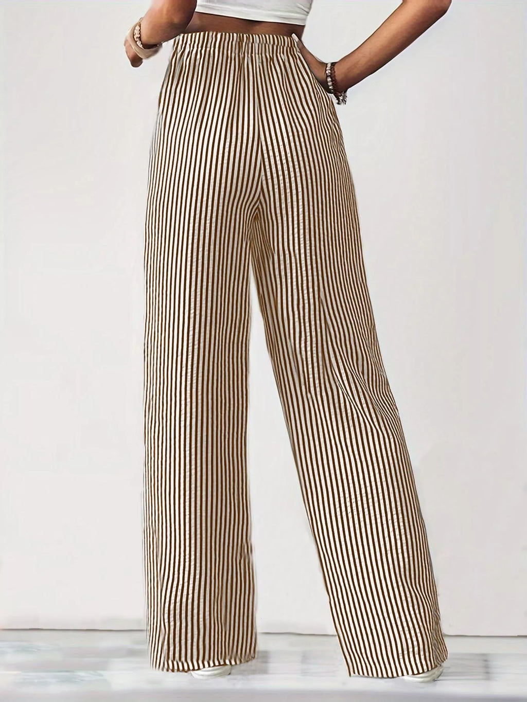 Striped High-Waisted Wide Leg Pants