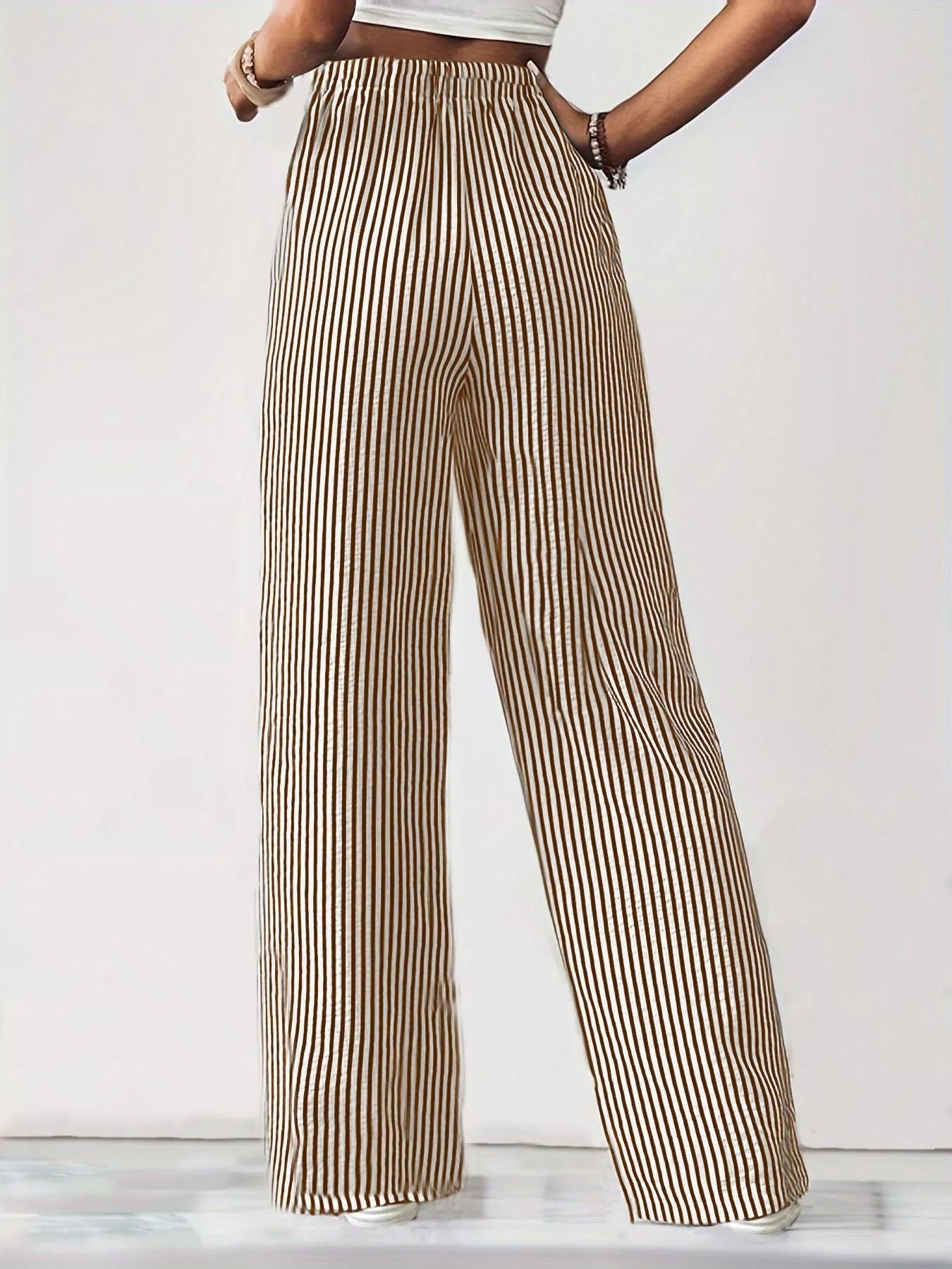 Striped High-Waisted Wide Leg Pants