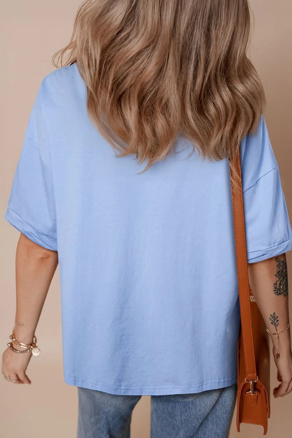USA Patched Drop Sleeve Crewneck T Shirt