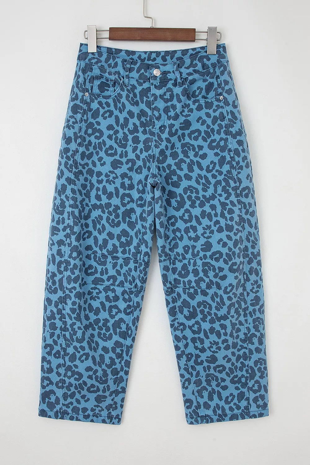 Leopard Print Barrel Leg Jeans