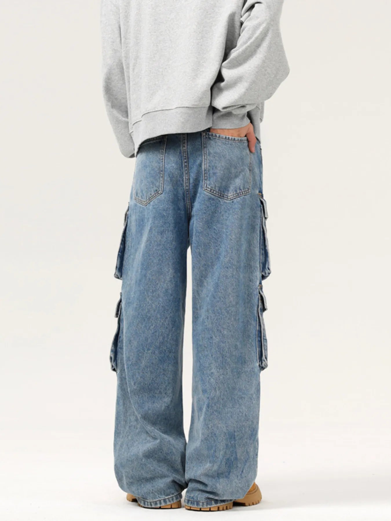Men's Wash Multi-Pocket Cargo Jeans