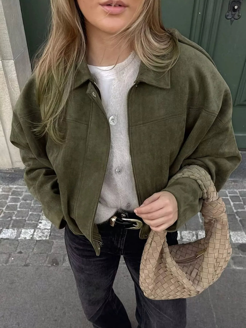 Zip Up Dropped Shoulder Jacket
