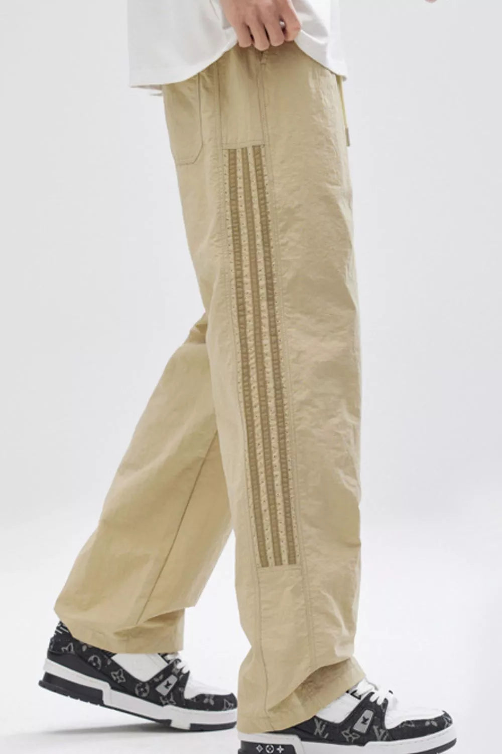Men's Full Size Casual Loose-Fit Pants with Side Stripes Plus Size