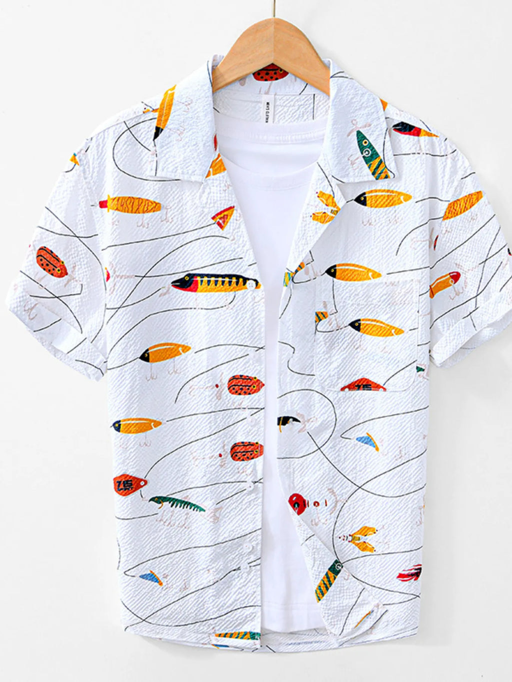 Men's Printed Button Up Short Sleeve Shirt