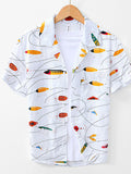Men's Printed Button Up Short Sleeve Shirt
