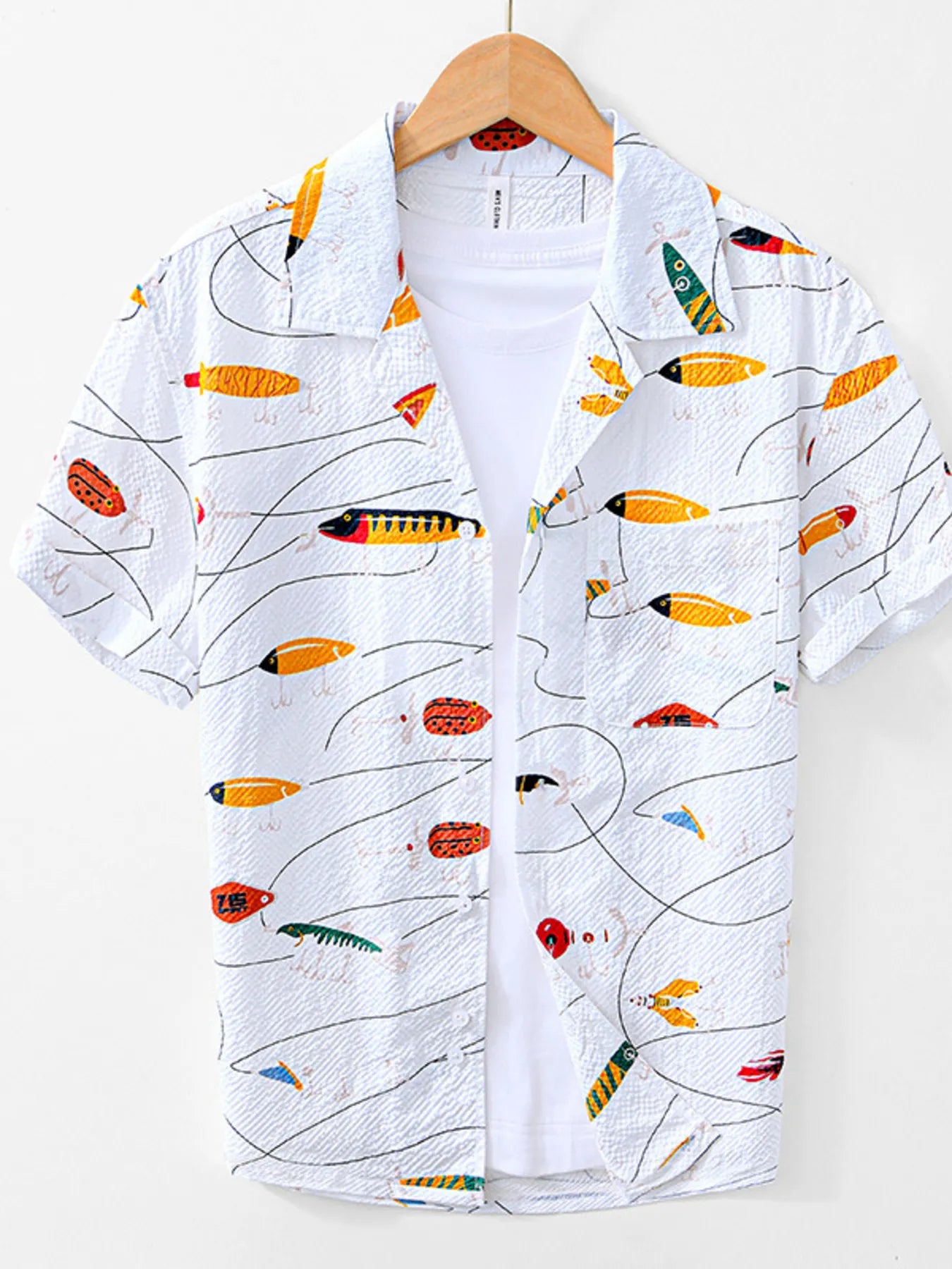 Men's Printed Button Up Short Sleeve Shirt