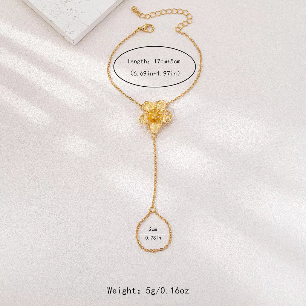 18K Gold-Plated Chain Flower Bracelet