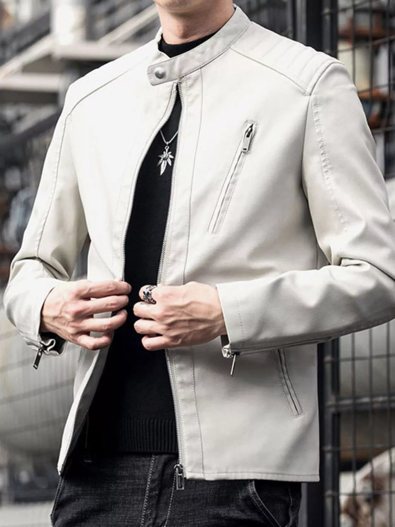 Men's Plus Size Zip Up Long Sleeve Jacket