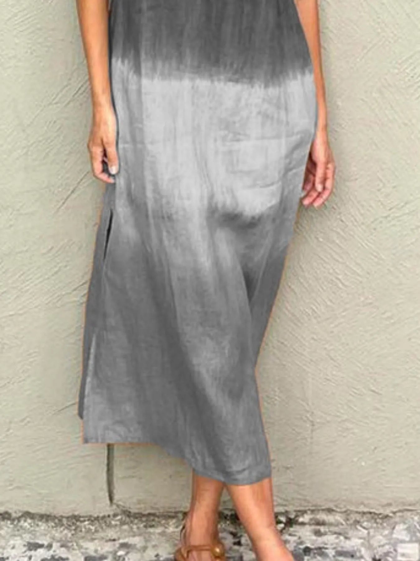 Full Size Sleeveless Gradient Tank Midi Dress Plus Size