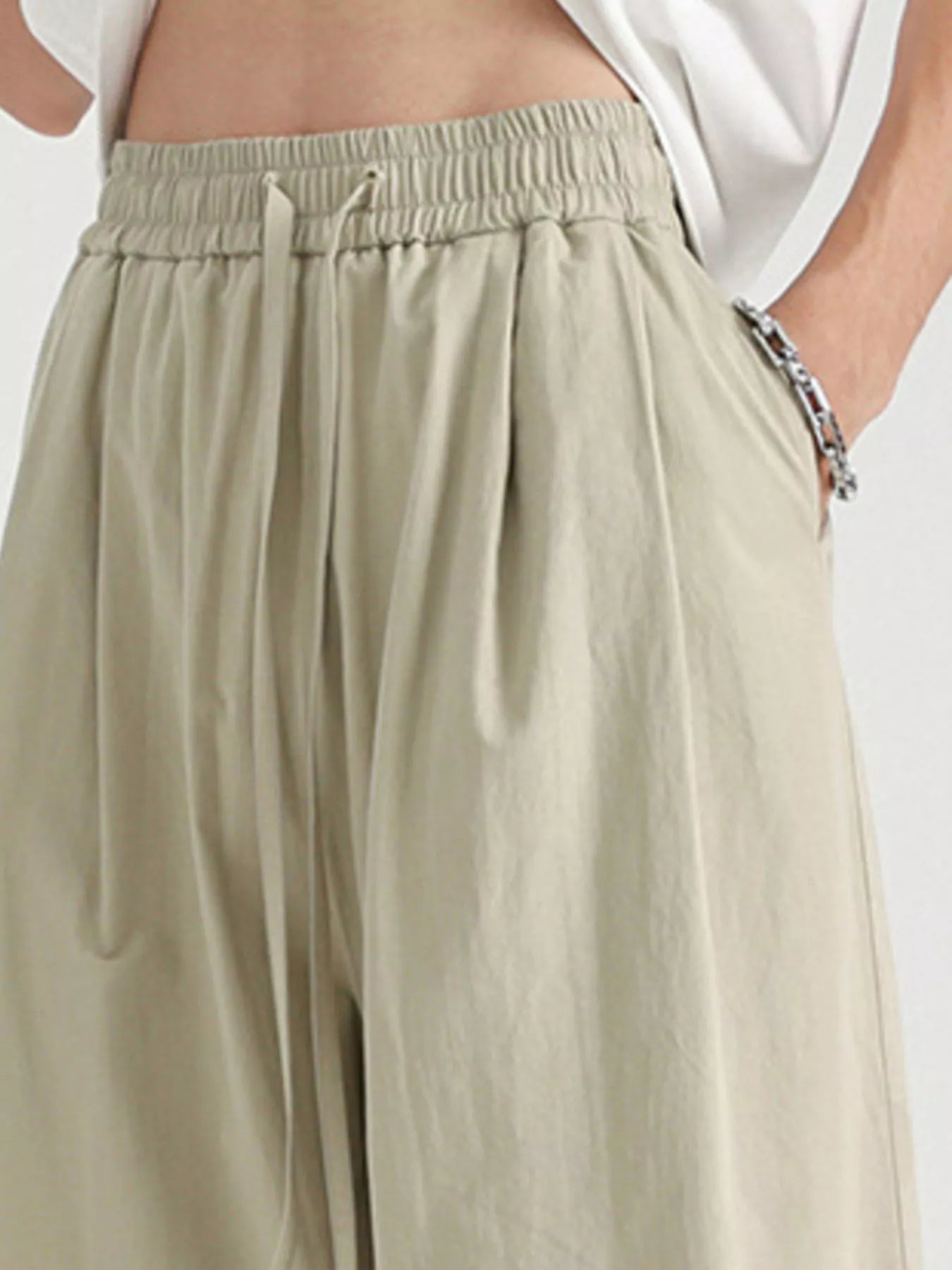 Men's Plus Size Drawstring Wide Leg Pants