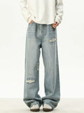 Men's Full Size Distressed Wash Loose Fit Jeans Plus Size