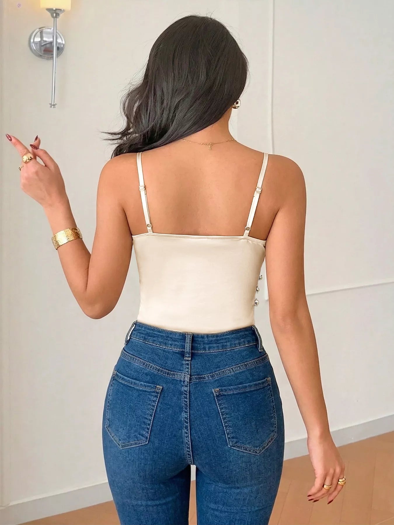 Ruched Spaghetti Strap Bodysuit
