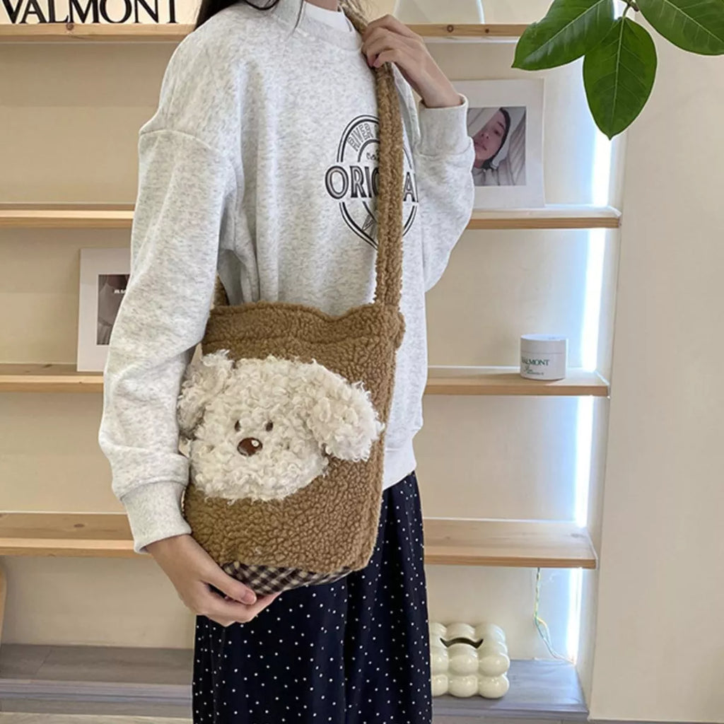 Cute Dog Plush Crossbody Bag