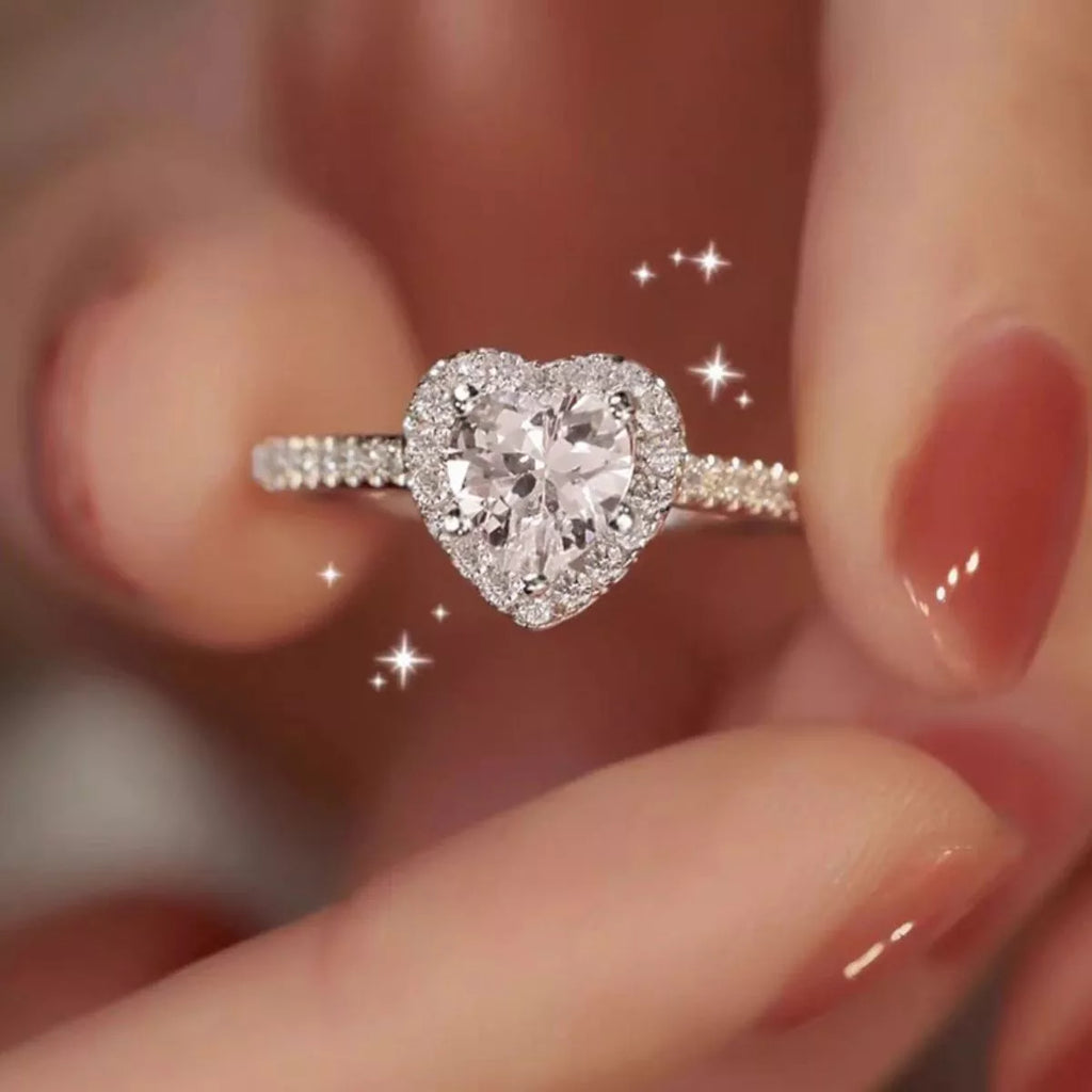 1 Carat Moissanite 925 Sterling Silver Heart Ring