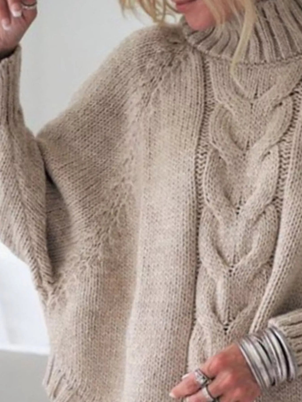 Cable-Knit Long Sleeve Sweater
