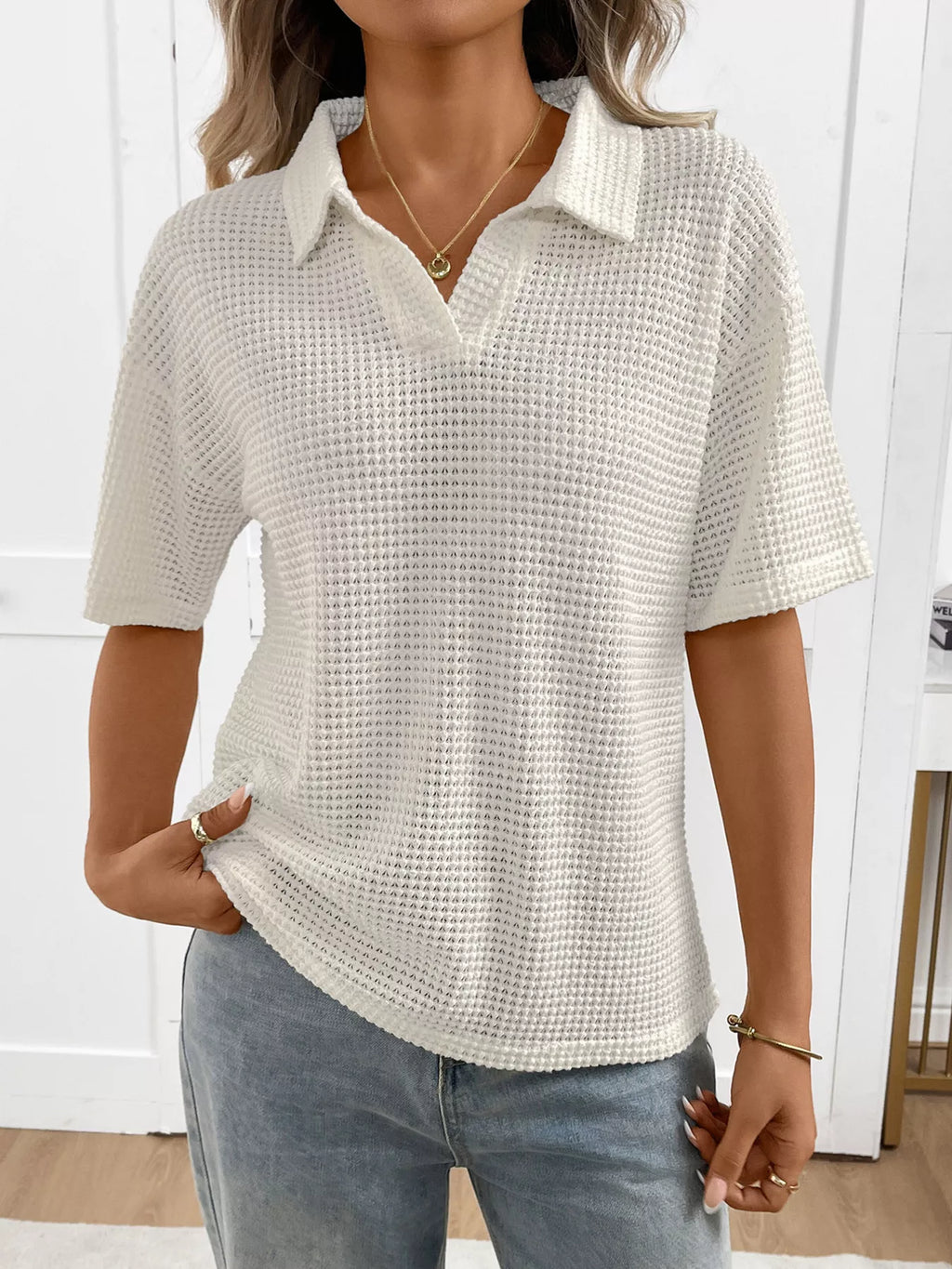 Striped Knit Short Sleeve Top