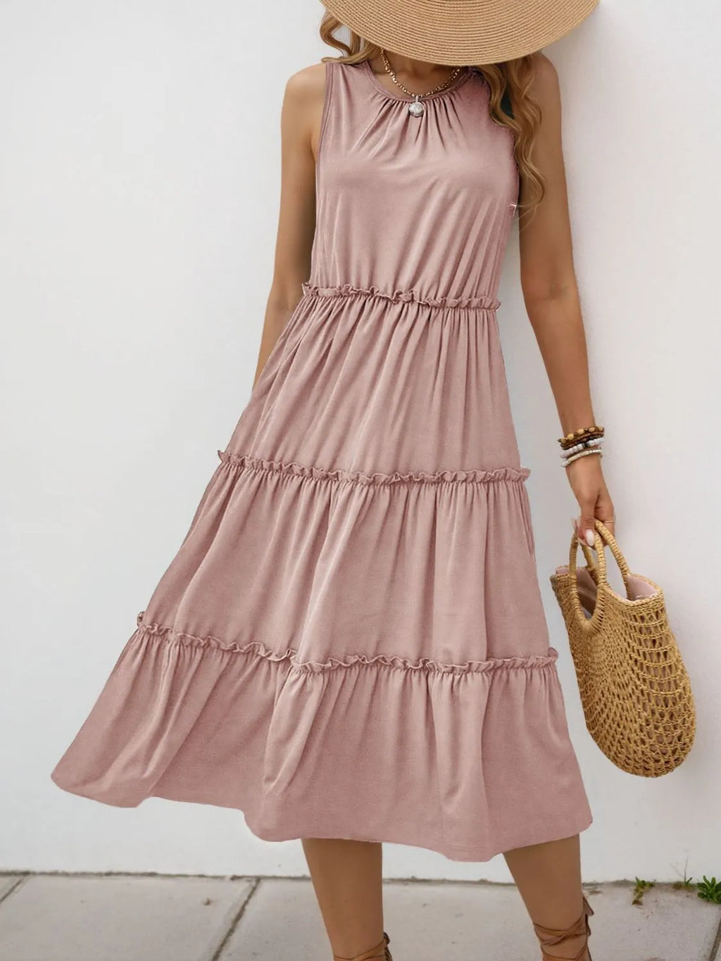Frill Tiered Midi Dress
