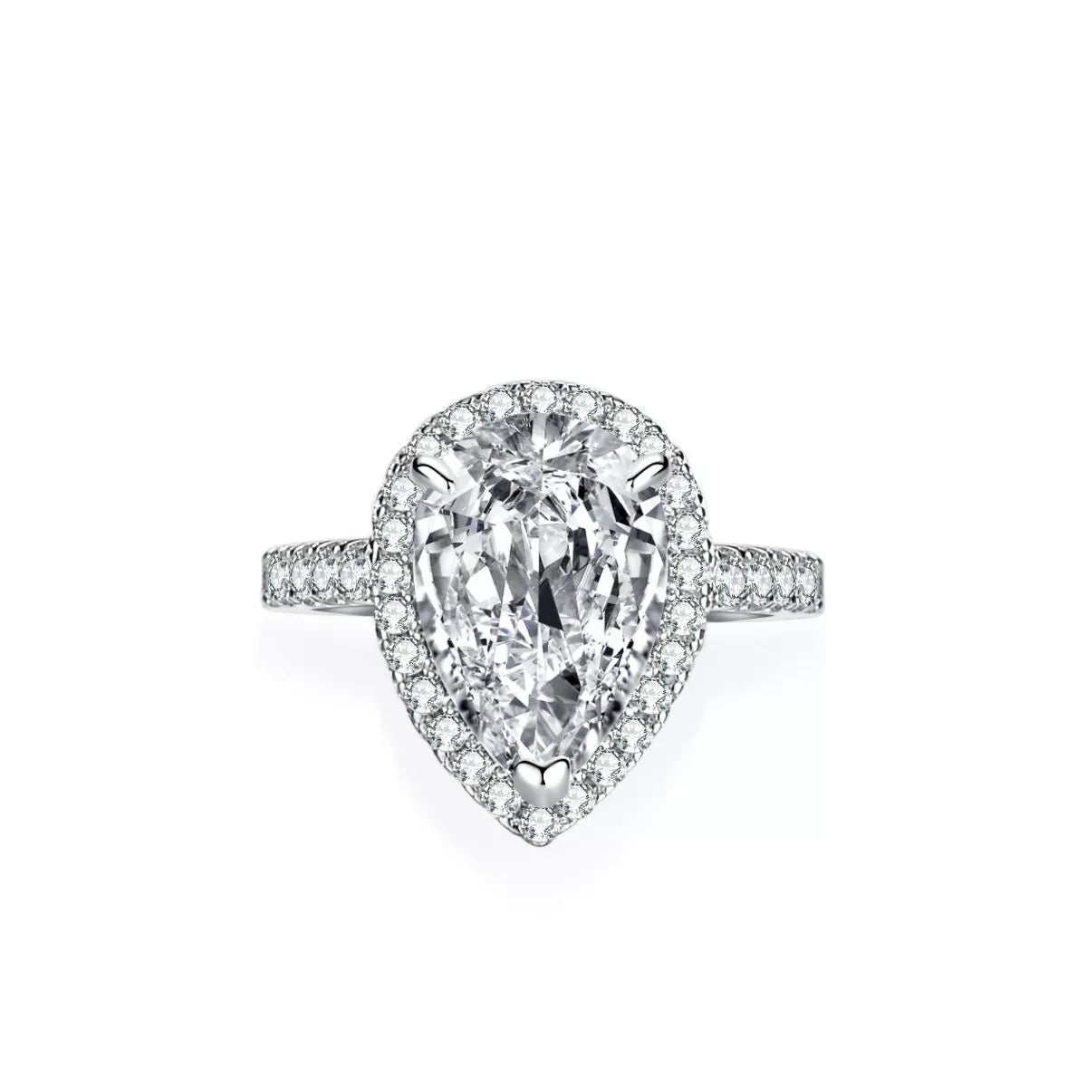 4 Carat 925 Sterling Silver Moissanite Teardrop Ring