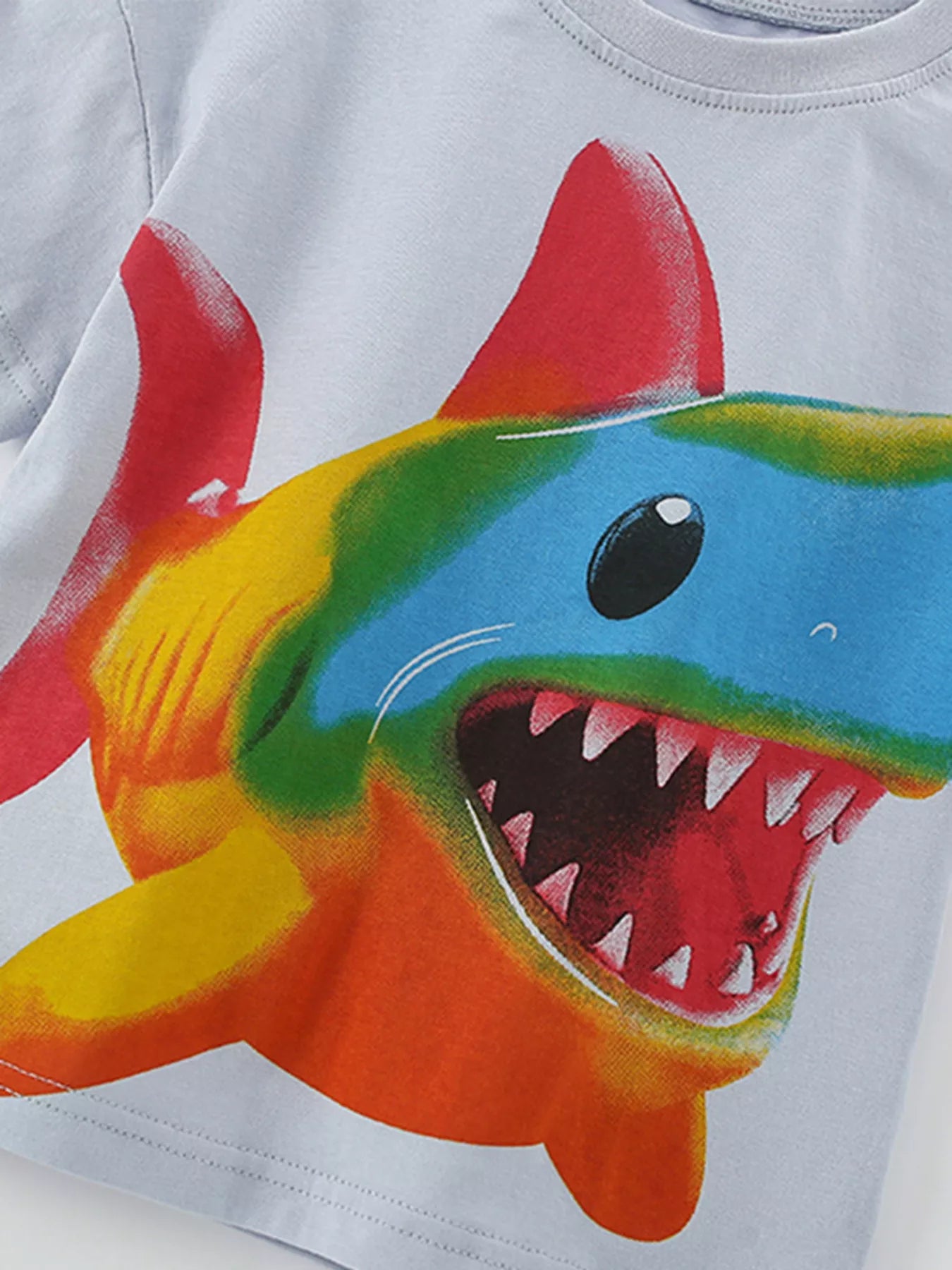 Children's Rainbow Shark Print Tee and Shorts Set