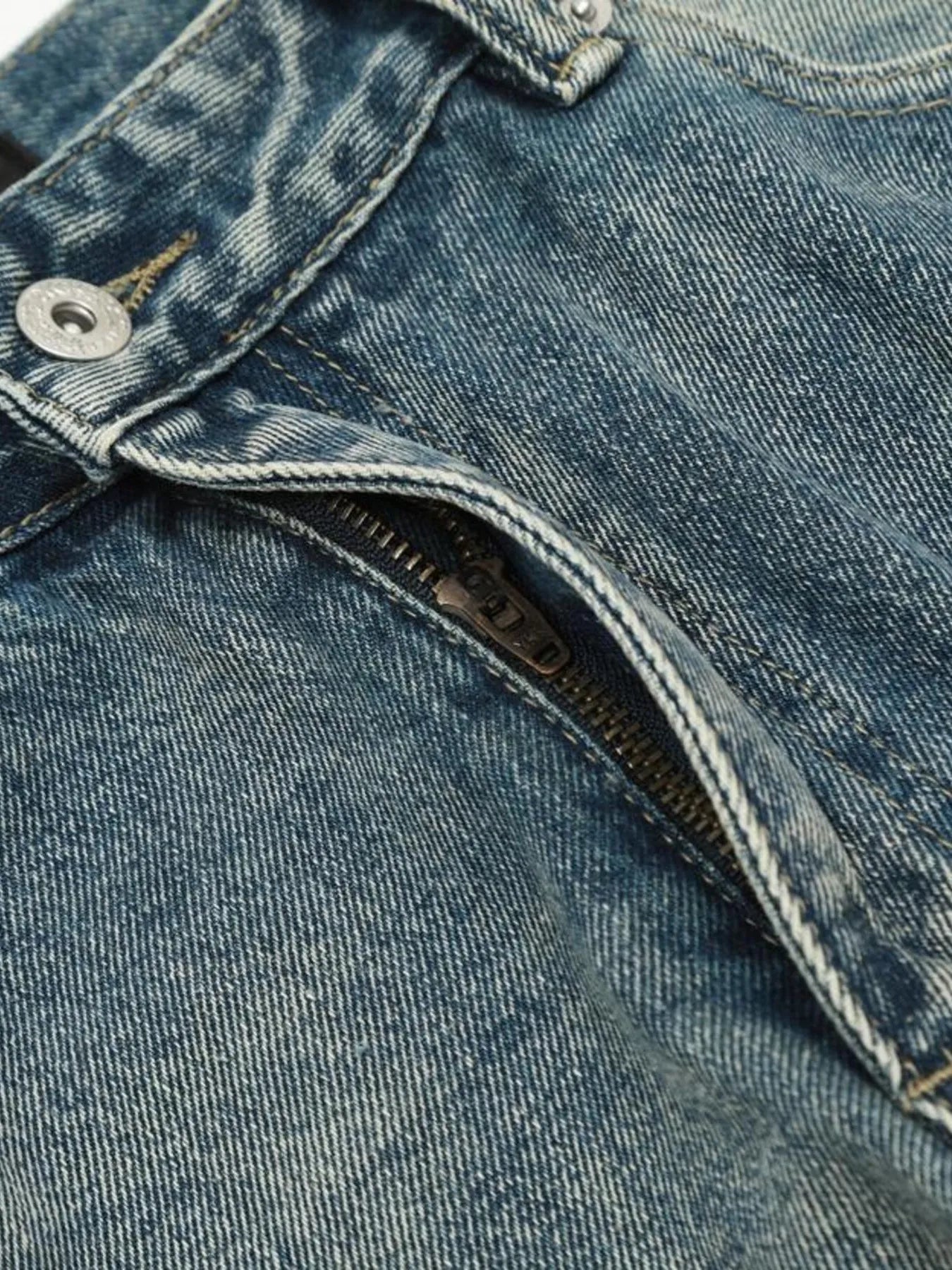Men's Distressed Wide Leg Vintage Wash Jeans