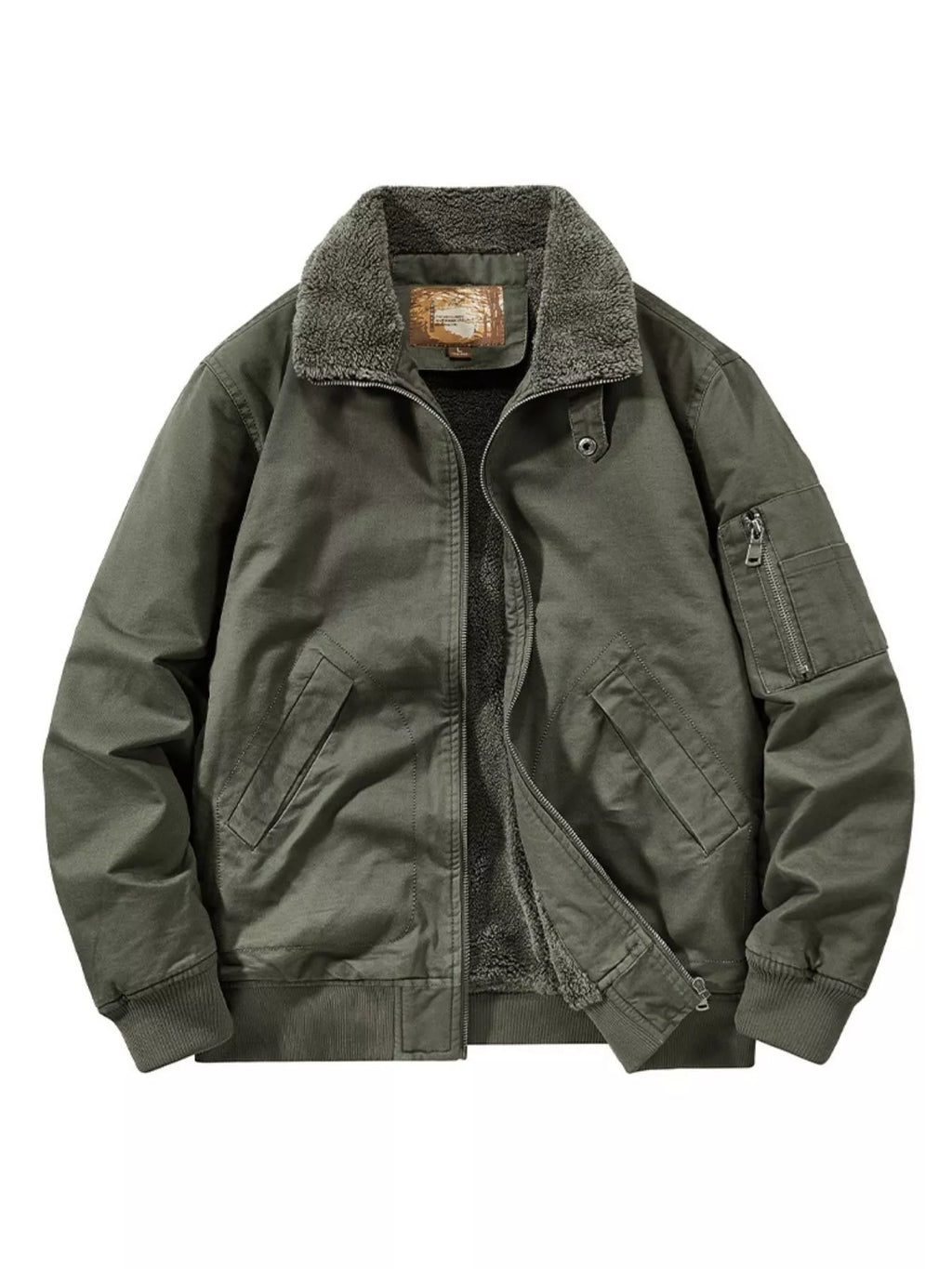 Men's Plus Size Zip Up Sherpa Lined Jacket