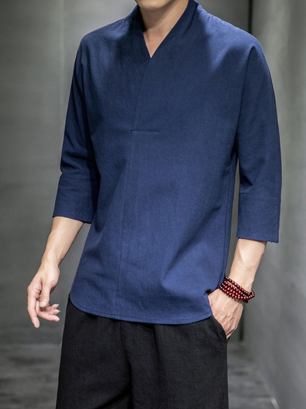 Men's Plus Size Loose Fit 3/4 Sleeve Shirt