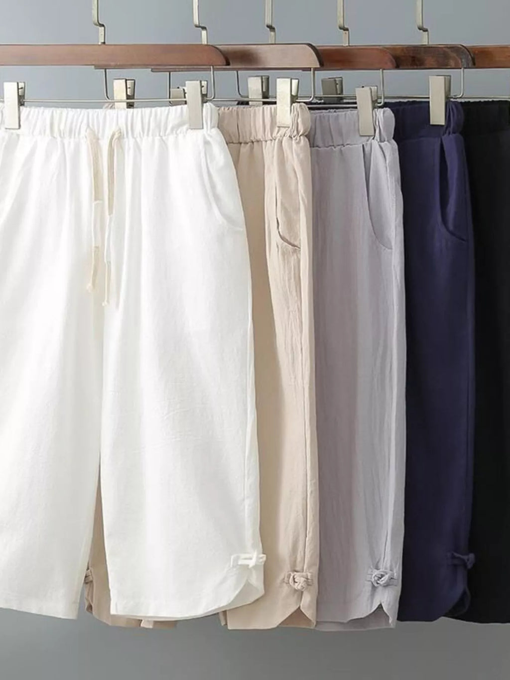 Men's Plus Size Casual Cropped Pants with Drawstring