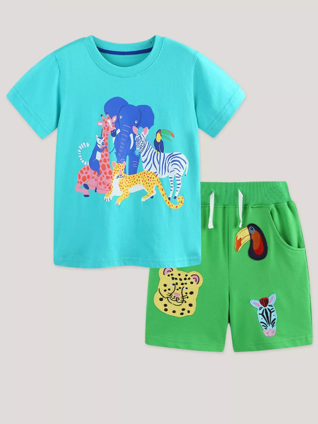 Children's Animal Print Short Sleeve Tee and Shorts Set