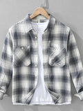 Men's Plus Size Plaid Flannel Shirt with Chest Pockets